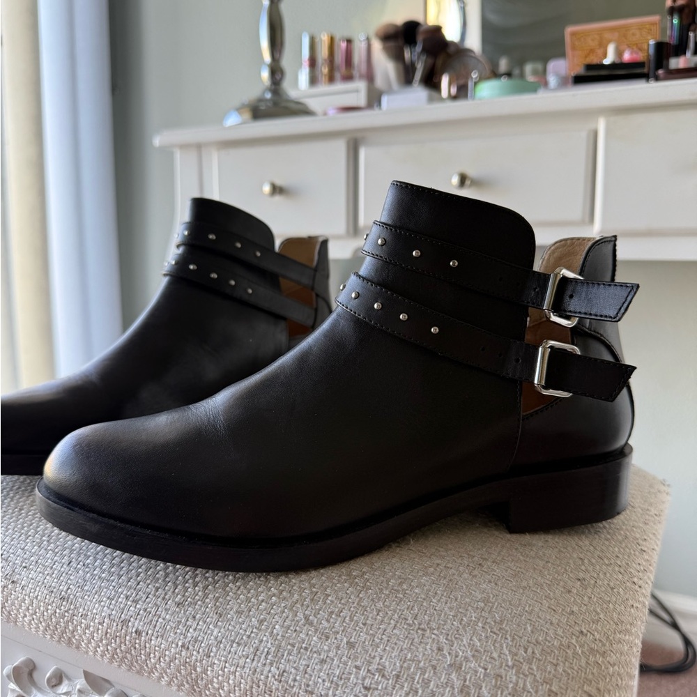 Geox New Black Leather Buckle Boots